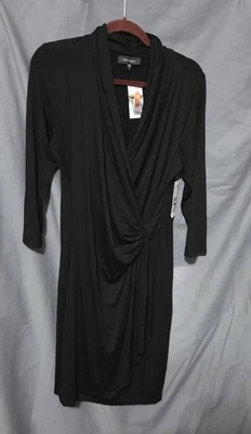 Women's Black Dress Size XL Shawl Collar Long Sleeve Made In USA New with Tags - Image 1 of 4