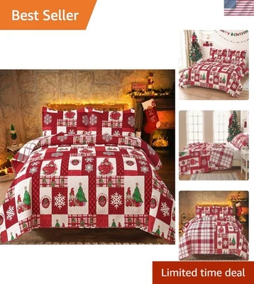 Encantador Juego de Edredón de Navidad con Decoración de Gnomo, Tamaño Queen, Perfecto Regalo de Vacaciones Foto 1 de 4