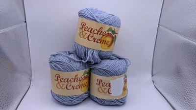 Faded Denim Blue Peaches & Creme Cream Yarn, 2 oz, 95 yds - Lot of 3 Skeins - Image 1 of 4