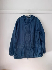 Timberland Men’s Hooded Parka Jacket XXL – Navy Blue Cotton Utility Coat - Picture 1 of 7