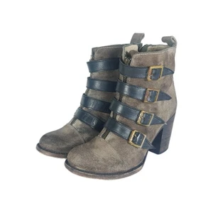 Freebird By Steven Women's Banjo US9M Taupe Distressed Suede Ankle Strappy Boots - Picture 1 of 15