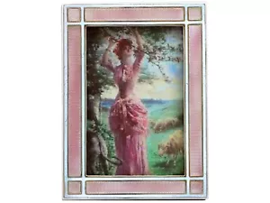  Antique Edwardian Sterling Silver and Enamel Photo Frame - Picture 1 of 9