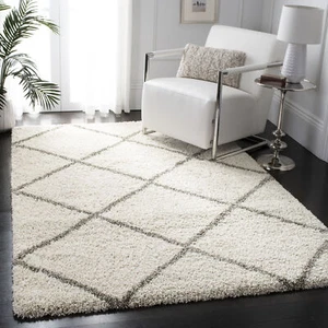 Safavieh Power Loomed Hudson Shag Ivory / Grey Area Rugs - SGH281A - Picture 1 of 37
