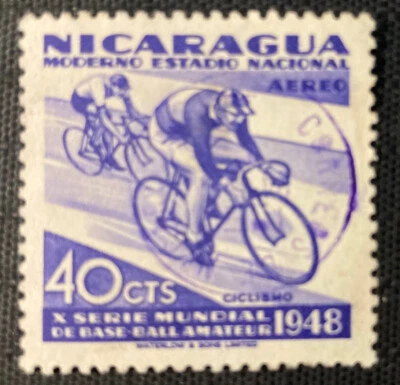 NICARAGUA 1947 Campeonato de Béisbol Correo Aéreo Deporte Ciclismo SG1141 USADO Foto 1 de 2
