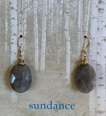 NWT Sundance Catalog Gold Tone Gray Labradorite Drop Earrings - Image 1 of 2