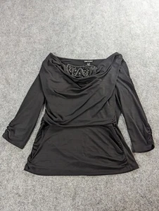 I.N. Studio Blouse Womens XL Black Embellished Cowl Neck Top - Picture 1 of 10