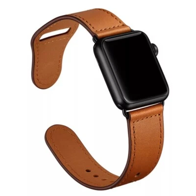 Genuine Leather Apple Watch Band For iWatch Series 8 7 6 5 4 38/40/41/42/44/45 - Image 1 of 4