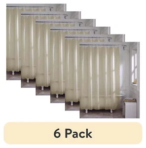 (6 pack) Beige Super Heavyweight Vinyl Shower Curtain or Shower Liner, 72" x 72" - Picture 1 of 6