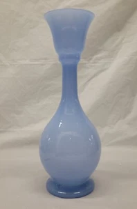 ANTIQUE BLOWN GLASS VASE POWDER BLUE RARE FORM GOOSE NECK OOAK 12 inch #4403  - Picture 1 of 24
