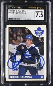 Borje Salming 1985-86 O-Pee-Chee Card #248 OPC Maple Leafs CGC 7.5 JSA Auto - Picture 1 of 2