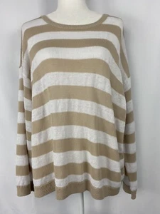 EILEEN FISHER round neck box top sweater Natwh, Color Beige/White Large $258 - Picture 1 of 4