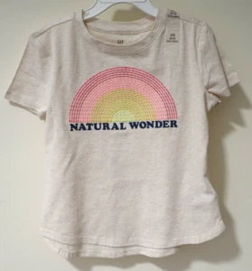 NWT Gap Kids Embroidered Rainbow Natural Wonder Top Girl's Size XS / 4-5 - Picture 1 of 1