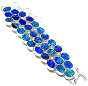 Australian Triplets Opal Gemstone 925 Sterling Silver Handmade Jewelry Bracelet - Picture 1 of 9