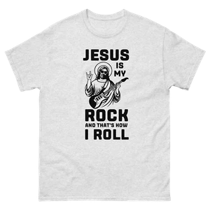 Jesus is My Rock and That's How I Roll T-shirt for Men - Picture 1 of 4
