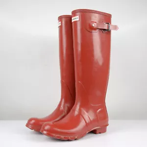 New Hunter Women's Original Tall Rain Boots Gloss RED UK 6 US 8 EU 39 - Picture 1 of 12