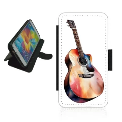 Acoustic Guitar phone Case wallet flip Cover For iPhone Samsung - Image 1 of 3