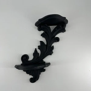 Vintage Black Wall 2 Shelf Bracket Scroll Leaf  - Gothic Decor - Picture 1 of 7