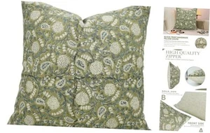 Handmade Block Print Cotton Linen 24"X24" Throw Pillowcase Cushion Cover, Home - Picture 1 of 8