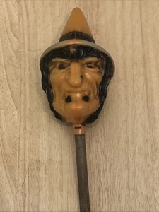 Vintage Old Bayshore Halloween Witch Blow Mold Wood Handle Rattle - Picture 1 of 8