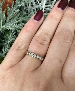 Diamond Set Band 9ct Yellow Gold Eternity Wedding Ring Size i 1/2 £945 Natural - Picture 1 of 6