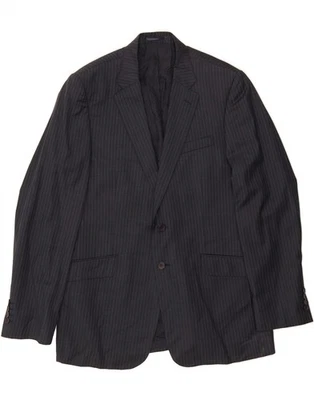 JAEGER Mens Long 2 Button Blazer Jacket UK 42 XL Navy Blue Pinstripe Wool CP90 - Image 1 of 3