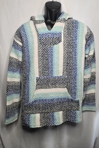Earth Ragz  Hoodie Mens Medium Pastel Pistachio Sweatshirt Pullover Baja Poncho  - Picture 1 of 8
