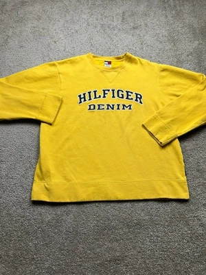 Suéter Tommy Hilfiger De Colección Para Hombres Grande Amarillo Sudadera Cuello Redondo Y2K 2000S Foto 1 de 4
