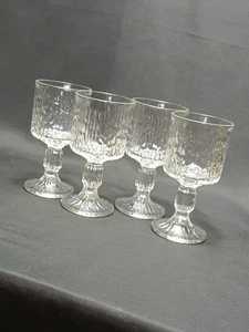 Set of 4 Vintage 1970s Ravenhead Siesta Bark Effect Red Wine Glasses VGC MCM - Picture 1 of 12