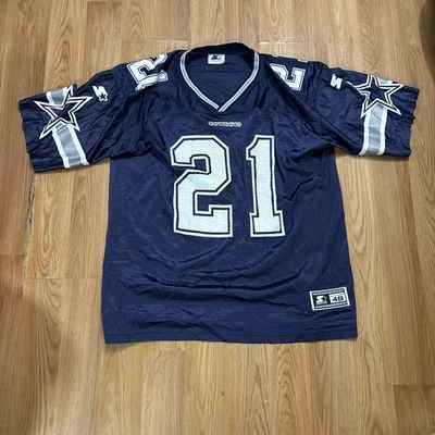 Винтажная футболка стартера Deion Sanders Dallas Cowboys размер 48 большая No21 NFL сине-белая - Изображение 1 из 4