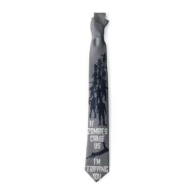 If Zombies Chase Us I'm Tripping You Necktie Funny Neckties for Men Halloween - Image 1 of 4