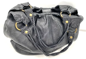 Elliott Lucca Large Black Pebble Woven Leather Hobo Handbag Shoulder Bag Purse - Picture 1 of 18