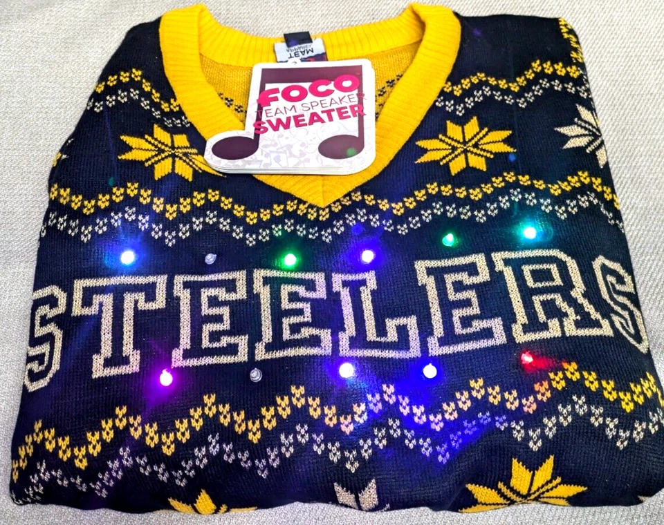 FOCO NFL Team Apparel Women's Light Up Bluetooth Speaker Steelers Sweater - Image 1 of 4