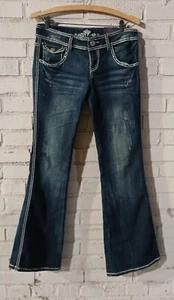 Almost Famous Women’s Jeans Size 7, Blue, New, 5-Pockets, Stretch, With Belt - Picture 1 of 17