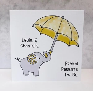 Personalised Baby Shower Card for New Parents To Be - Gender Neutral, Yellow - Afbeelding 1 van 2
