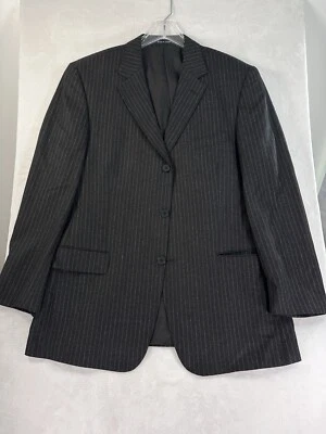 Lands End Blazer 44R мужской 100% шерсть черный в тонкую полоску с подкладкой 3 кнопки обычный - Изображение 1 из 4