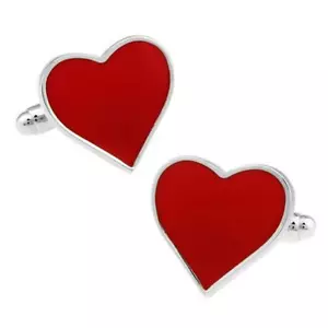 RED HEART CUFFLINKS Love Valentine's Day Lovers NEW w GIFT BAG Groom Wedding - Picture 1 of 2