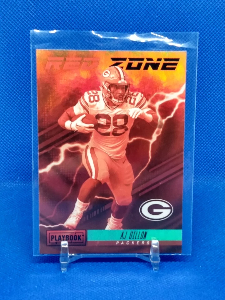 2022 Panini Playbook Football AJ Dillon Red Zone #RZ-15 Green Bay Packers Insert - Image 1 of 2