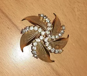 Broche piedras piedras cristal lijado bisutería vintage dorado - Imagen 1 de 4