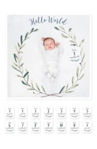 lulujo Baby's First Year Milestone Muslin Blanket & Cards Set, NEW in box - Picture 1 of 4