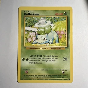 Bulbasaur Pokemon Card - Base Set (BS) 44/102 (LIGHT PLAY LP) - Picture 1 of 1