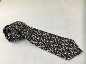 Jones New York Mens Tie Silk Blue Geometric 56'' - Picture 1 of 4
