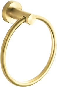Gold Towel Holder, Brushed Gold Towel Ring Wall Mounted for Bathroom, Heavy Duty - Picture 1 of 12