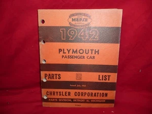 Lista de piezas de coche de pasajeros Plymouth 1942 moPar D-10612 - Imagen 1 de 4
