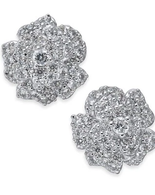 $48 Kate Spade silvertone crystal flower stud earrings THAT SPECIAL SPARKLE #601 - Image 1 of 4