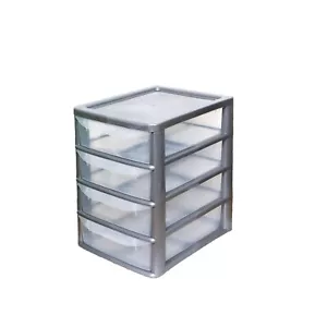 A4 PLASTIC STORAGE 4 DRAWERS DESKTOP TABLETOP DRAW TOWER UNIT OFFICE SCHOOL - Picture 1 of 4