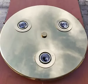 EGOLUCE Grande lampada da soffitto in ottone con 3 faretti originale anni 80 - Foto 1 di 17