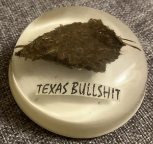 Texas Bullshit Paperweight Lucite Clear 3"Wide Unique Gag Gift Novelty USA State - Picture 1 of 15