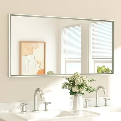  Espelho de banheiro para moldura chanfrada 48" x 24"L x 48"W níquel escovado - Imagem 1 de 4