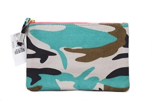 J.Crew Women's - Medium Size - Camouflage/Blaze Orange Canvas Zip-Close Pouch - Picture 1 of 3
