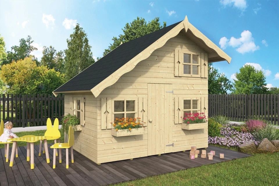 Kinderspielhaus Lola Gartenhaus Holzhaus 220 x 180 cm 16 mm Holz Kinderhaus Neu - Bild 1 von 1